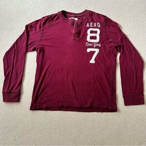 Aeropostale Men's Burgundy Long Sleeve Shirt Size XL